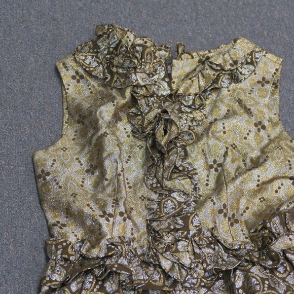 Vintage Retro Gold Metallic with Ruffles Romper - Handmade size Medium - Picture 2 of 10